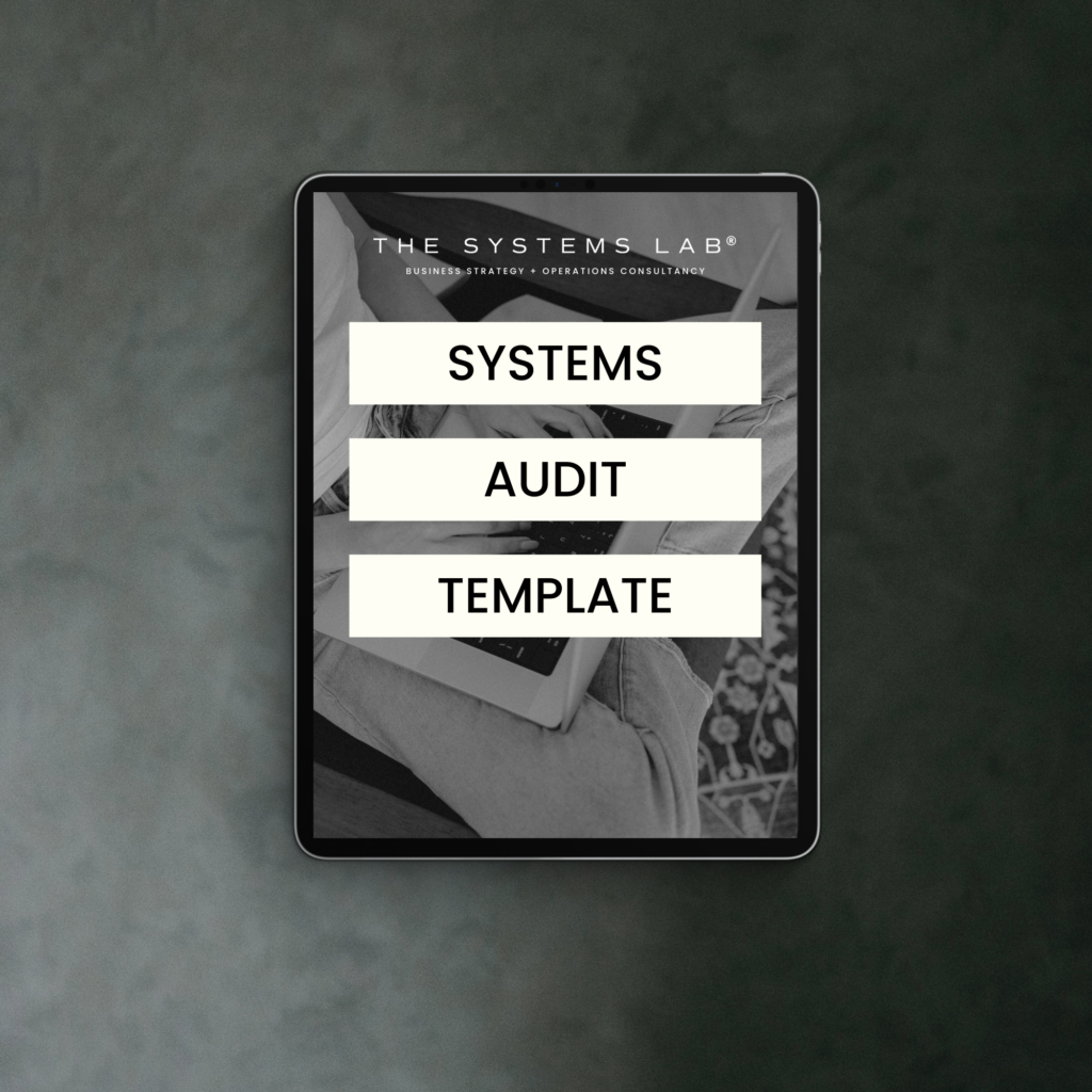 ipad with picture of Systems Audit free guide